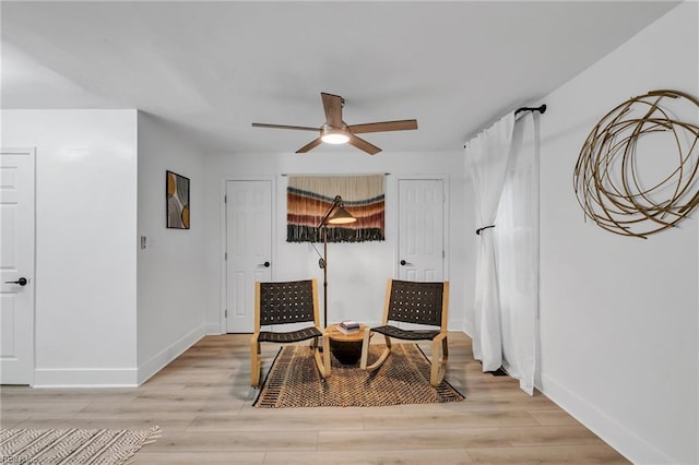 4057 Woodland Dr, Chesapeake, VA 23321 - living area featuring a ceiling fan and light wood finished floors