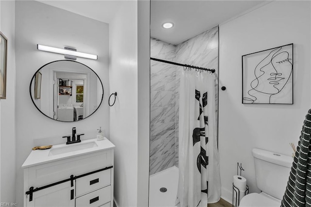 4057 Woodland Dr, Chesapeake, VA 23321 - full bath with vanity, a shower stall, and recessed lighting