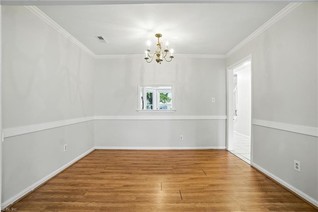 4636 Marlwood Way, Virginia Beach, VA 23462 - unfurnished dining area with a chandelier, wood finished floors, and ornamental molding