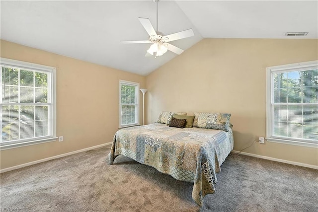 4300 Galston Ct, Chesapeake, VA 23321 - carpeted bedroom with lofted ceiling, multiple windows, and ceiling fan