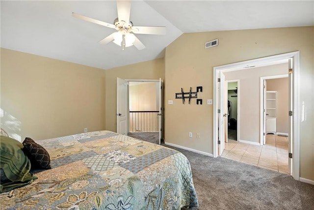 4300 Galston Ct, Chesapeake, VA 23321 - bedroom with vaulted ceiling, carpet, and a ceiling fan