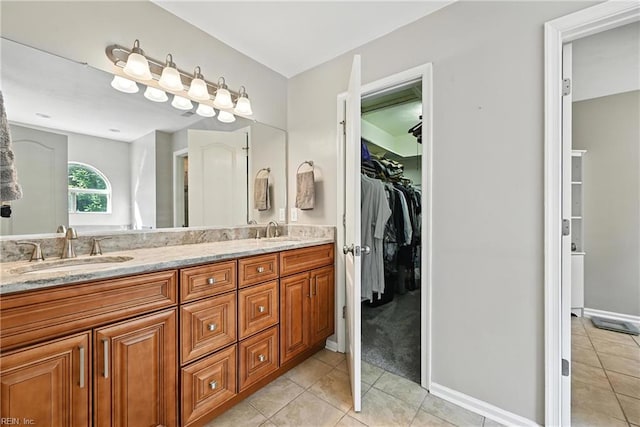 4300 Galston Ct, Chesapeake, VA 23321 - bathroom featuring tile patterned flooring, double vanity, and a walk in closet