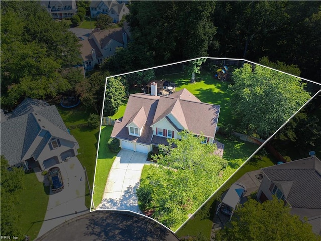 4300 Galston Ct, Chesapeake, VA 23321 - aerial perspective of suburban area featuring property boundaries highlighted