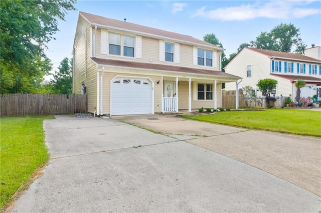 1760 Moonstone Dr, Virginia Beach, VA 23456 - traditional home featuring concrete driveway, covered porch, and a garage