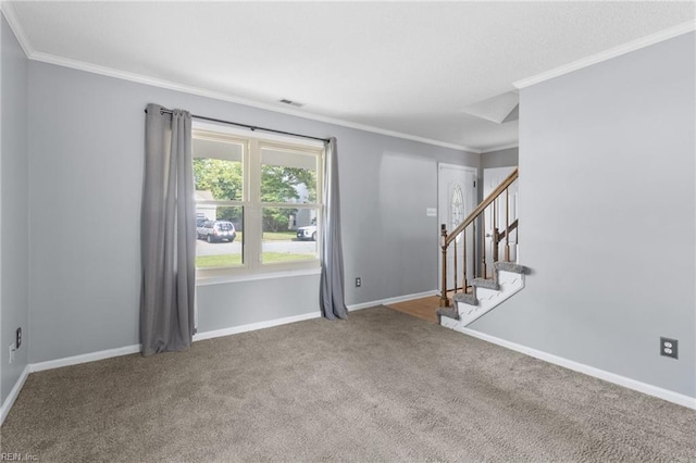 1760 Moonstone Dr, Virginia Beach, VA 23456 - empty room with carpet, ornamental molding, and stairs