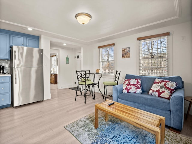 living room featuring light wood-type flooring