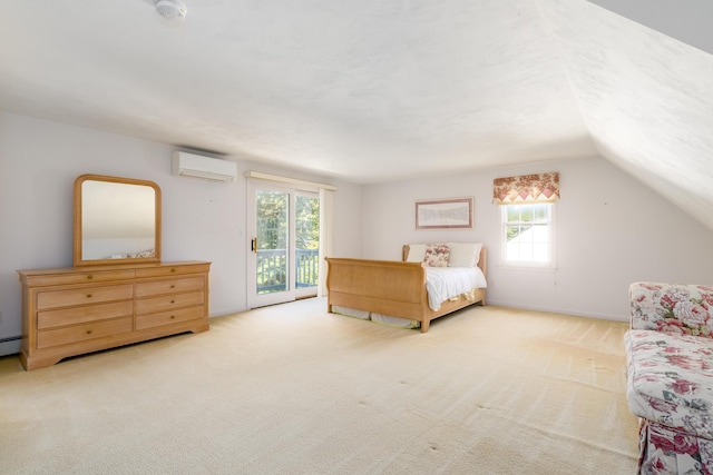 53 Snead Dr, Mashpee, MA 02649 - bedroom featuring multiple windows, light carpet, access to outside, and a wall mounted air conditioner