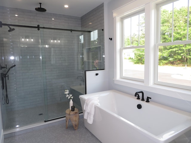 18 Pleasant Park Dr, Mashpee, MA 02649 - bathroom featuring a shower stall and a freestanding bath