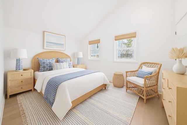 6 Raintree Rd, Dennis Port, MA 02639 - bedroom with light wood-style floors and lofted ceiling