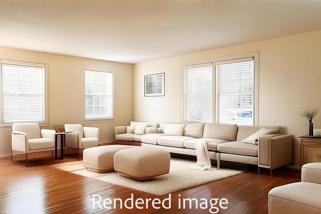 living room with hardwood / wood-style floors