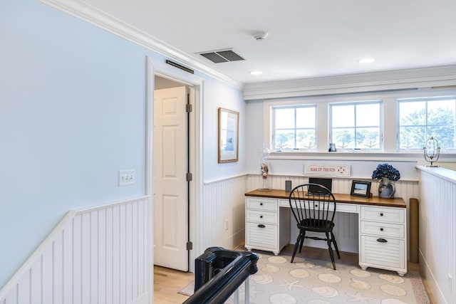 88 Champlain Rd, Chatham, MA 02633 - office space featuring ornamental molding, wainscoting, and light wood-type flooring