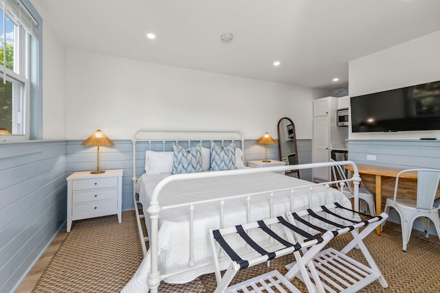 72 Forest Beach Rd, South Chatham, MA 02659 - bedroom featuring a wainscoted wall, recessed lighting, and light wood finished floors