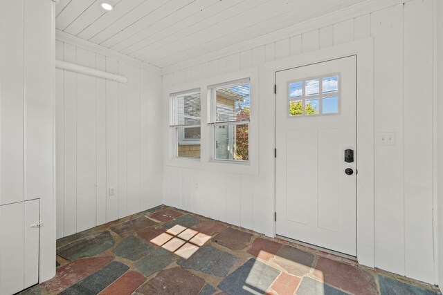 72 Forest Beach Rd, South Chatham, MA 02659 - entryway featuring wood ceiling