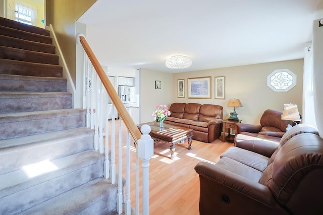 living room with light wood-type flooring