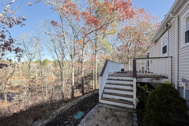 view of yard with a wooden deck