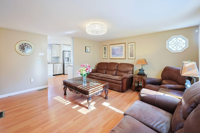 living room featuring light hardwood / wood-style flooring