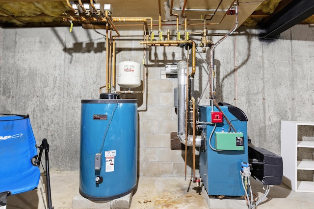 utility room with water heater