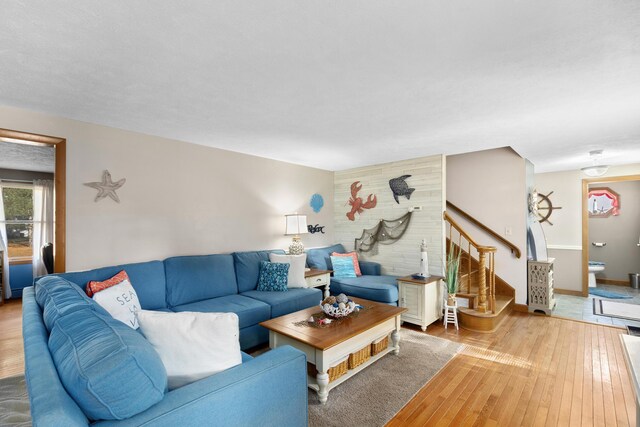 living room with hardwood / wood-style flooring