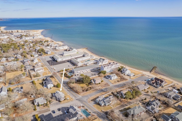 aerial view with a residential view and a water view