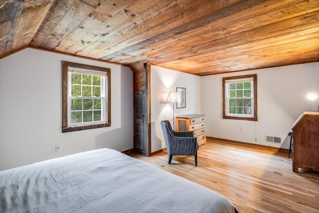 22 Emerson Rd, East Falmouth, MA 02536 - bedroom with wooden ceiling, vaulted ceiling, and light wood-type flooring