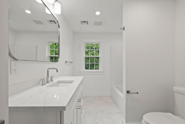 176 Palmer Ave Unit 2, Falmouth, MA 02540 - bathroom with vanity, recessed lighting, marble look tiles, and bathing tub / shower combination