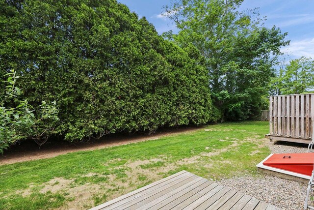176 Palmer Ave Unit 2, Falmouth, MA 02540 - view of grassy yard featuring a wooden deck