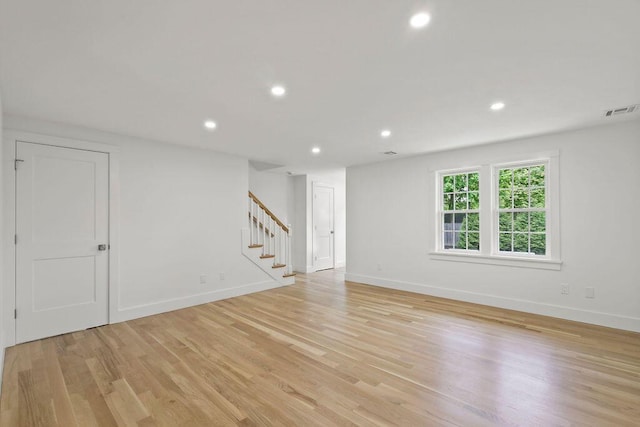 176 Palmer Ave Unit 2, Falmouth, MA 02540 - spare room with stairs, recessed lighting, and light wood-style floors