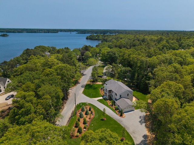 73 Tern Ln, Centerville, MA 02632 - drone / aerial view of a heavily wooded area and a nearby body of water