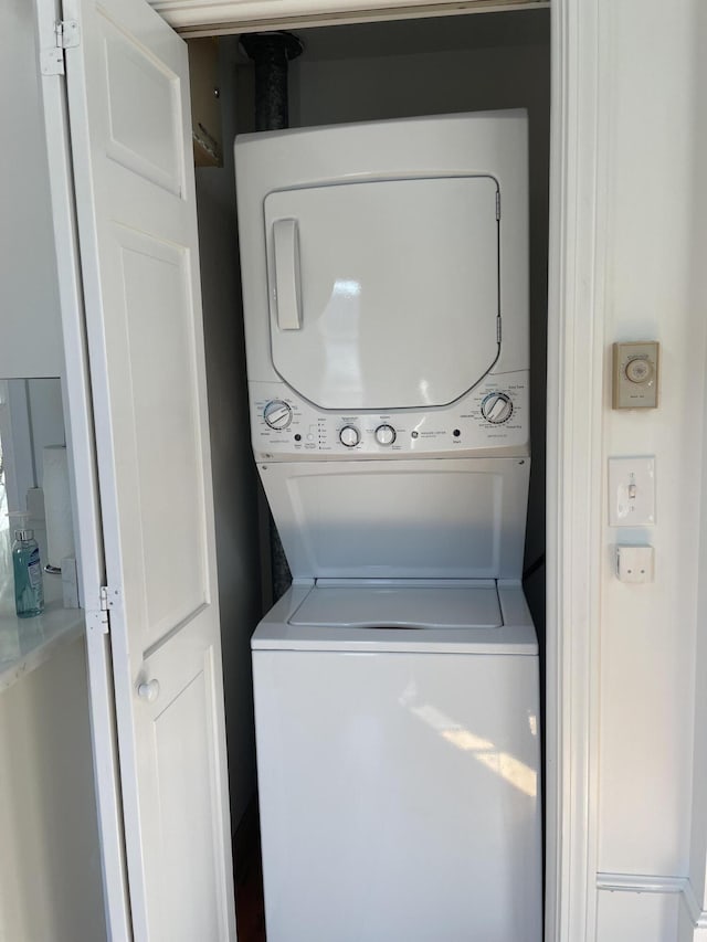 16 Hydrangea Ln, Mashpee, MA 02649 - washroom with stacked washing machine and dryer