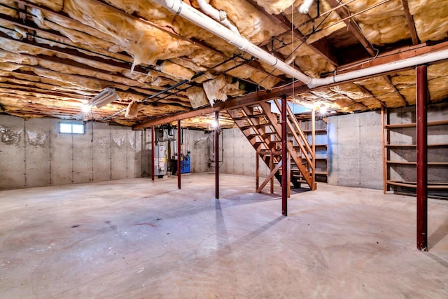 72 Rosemary Ln, Centerville, MA 02632 - basement with gas water heater and stairs