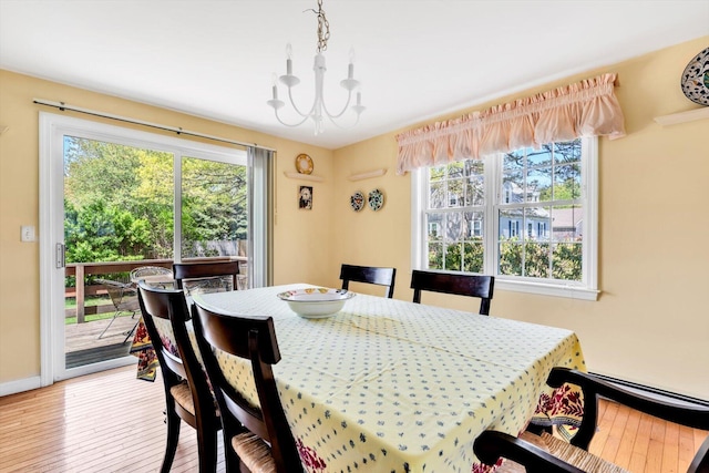 72 Rosemary Ln, Centerville, MA 02632 - dining room featuring plenty of natural light, a chandelier, wood finished floors, and baseboards