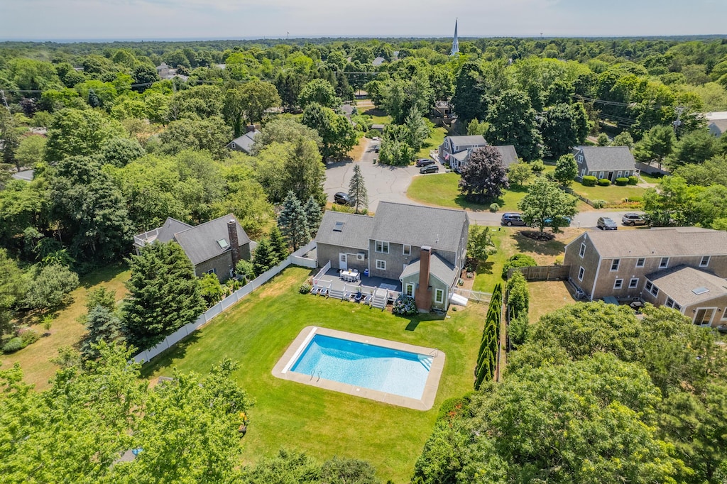 8 Drum Ln, Harwich, MA 02645 - aerial view of a pool area and a forest