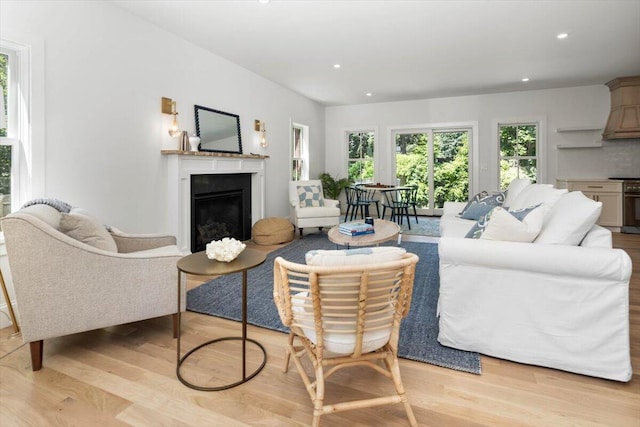 living room featuring light hardwood / wood-style floors