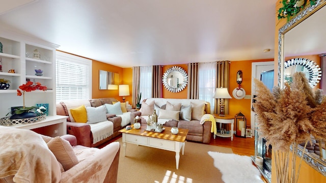 living room with hardwood / wood-style floors