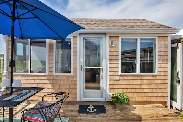 963 Commercial St Unit U30, Provincetown, MA 02657 - entrance to property with a shingled roof and a wooden deck