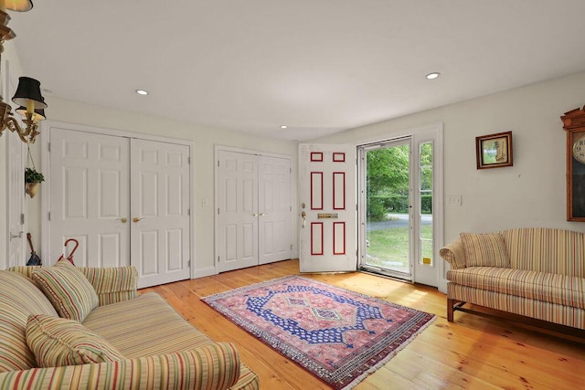181 Pleasant St, South Yarmouth, MA 02664 - living room featuring light wood-style flooring and recessed lighting