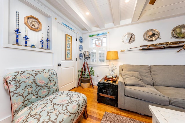 21 Nickerson Rd Unit 3, Cotuit, MA 02635 - living area featuring beam ceiling and wood finished floors