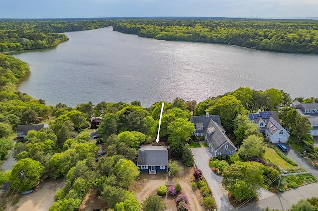 272 Sheep Pond Dr, Brewster, MA 02631 - aerial perspective of suburban area featuring a large body of water and a forest