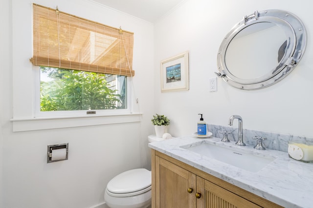 429 Paines Creek Rd, Brewster, MA 02631 - half bath with vanity and crown molding