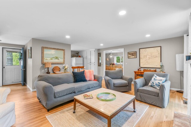 12 Running Light Way, Mashpee, MA 02649 - living room featuring light wood-type flooring, baseboards, and recessed lighting