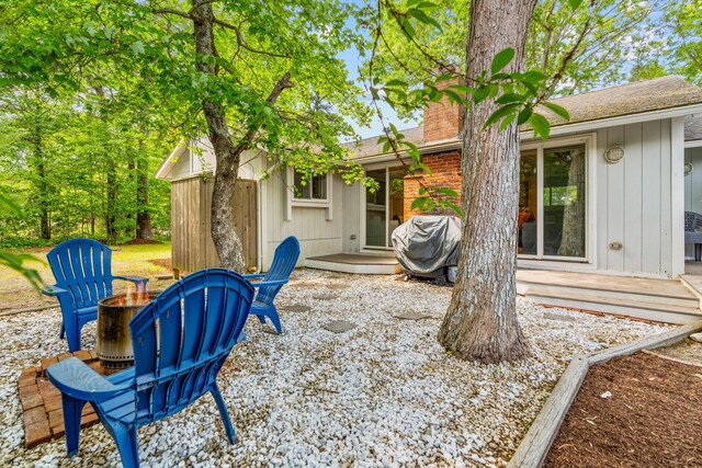 12 Running Light Way, Mashpee, MA 02649 - view of yard featuring an outdoor fire pit and a patio