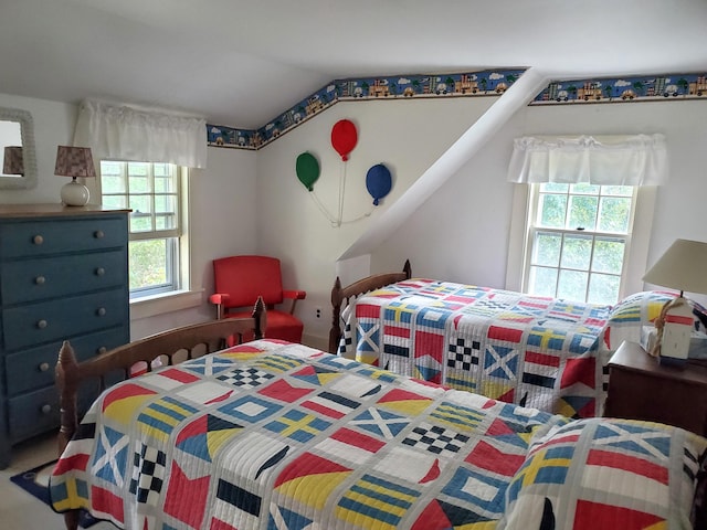 bedroom with vaulted ceiling