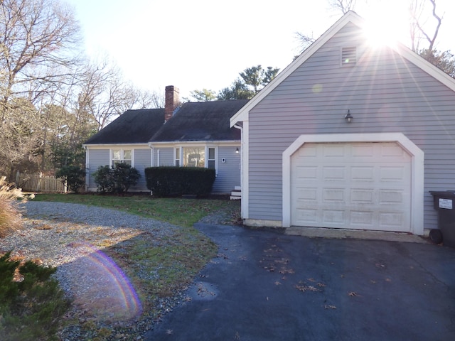 exterior space with a garage