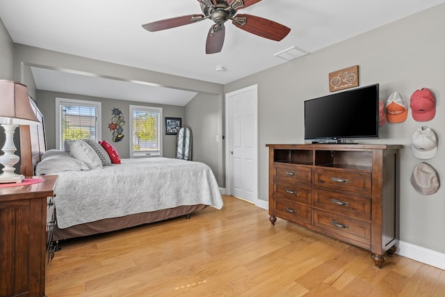 44 Buttermilk Way, Buzzards Bay, MA 02532 - bedroom featuring light wood-style floors, baseboards, and a ceiling fan