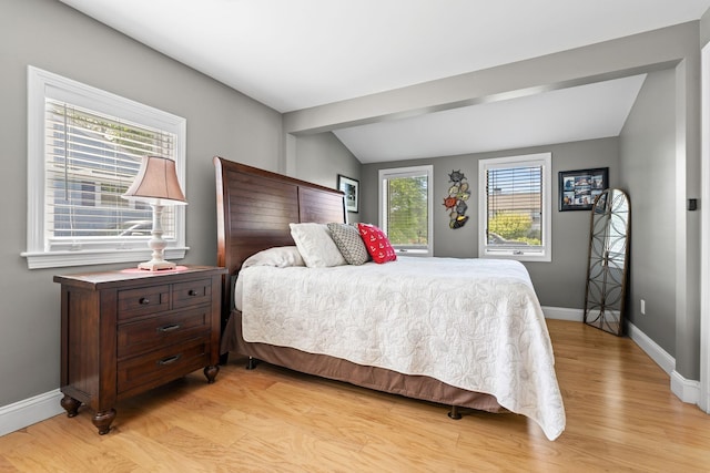 44 Buttermilk Way, Buzzards Bay, MA 02532 - bedroom featuring light wood-type flooring, baseboards, and lofted ceiling