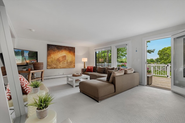 117 Parker Rd, Osterville, MA 02655 - living area featuring plenty of natural light, carpet, and a baseboard radiator