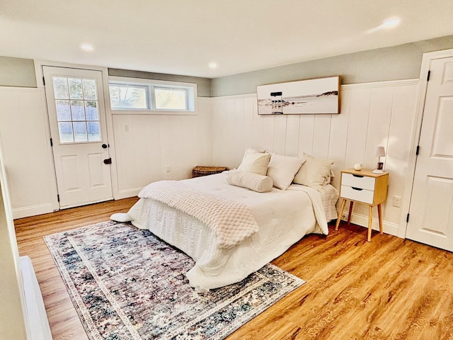 bedroom with light wood-style flooring
