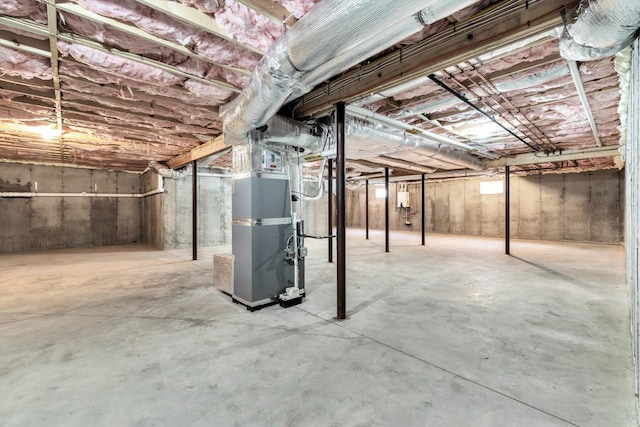 basement with heating unit