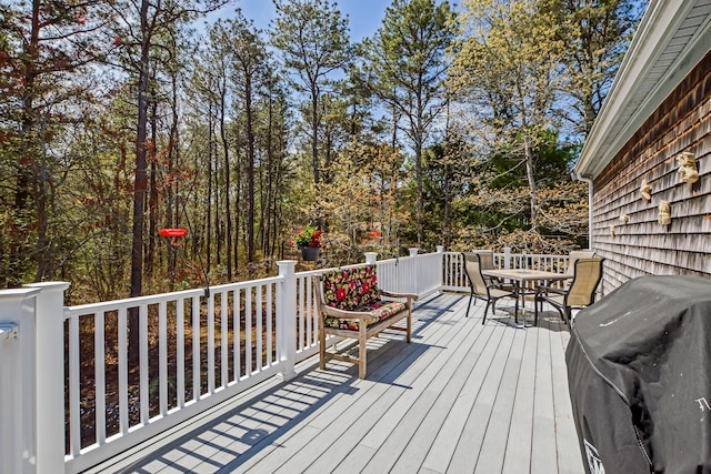 240 Surf Dr, Mashpee, MA 02649 - wooden terrace featuring outdoor dining space and grilling area
