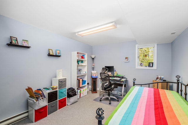 240 Surf Dr, Mashpee, MA 02649 - bedroom with a baseboard radiator, carpet flooring, and a desk